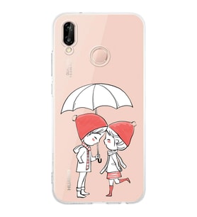 Huawei P20 Lite Uyumlu Kamera korumalı Kapak Aşk Tasarımlı  Şeffaf Kılıf