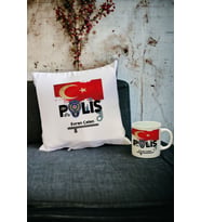 Polis Kupa Bardak ve Yastık Set 002 (Beyaz)