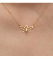 Kişiye Özel 925 Ayar Gümüş Minimal Çizim Yusufçuk Kolye (Gold)