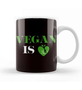 Vegan Is Love Heart Vegetarian Veganism Veggie Vegetarianism Kupa Bardak Porselen