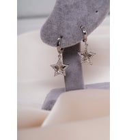 Zirkon Taşlı Sallantılı Yıldız Küpe Silver Anti Alerjik 925 Ayar Gümüş