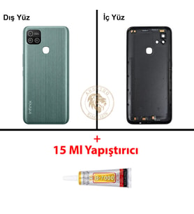 Infinix Hot 10İ Yeşil Uyumlu Lensli Arka Kapak + B7000 Yapıştırıcı Arka Cam Batarya Pil Kapağı