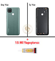Infinix Hot 10İ Yeşil Uyumlu Lensli Arka Kapak + B7000 Yapıştırıcı Arka Cam Batarya Pil Kapağı