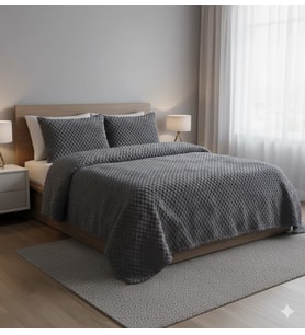 GRANADA FLANEL YATAK ÖRTÜSÜ ÇİFT KİŞİLİK CORDOBA ANTRASİT