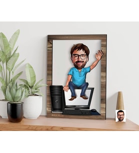 BK Gift Kişiye Özel Bilgisayar Mühendisi Karikatürlü 3D Ahşap Tablo, Sevgiliye Hediye, Arkadaşa Hediye, Yıl Dönümü Hediyesi, Doğum Günü Hediyesi-1