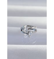 Pirinç Gümüş Renk Zirkon Taşlı Damla Earcuff Küpe 5886 - GLST8158-5261