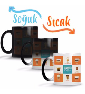 Types of Coffee Sihirli Kupa Bardak Porselen