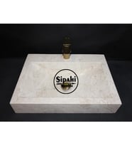 Sipahi Marble Kırçıllı Bej Mermer Batarya Çıkışlı Dikdörtgen Lavabo