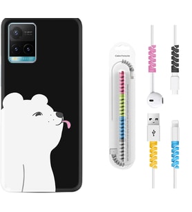 Vivo Y11S Y21S Y20 Y20S Y70 Kılıf Kablo Koruma Spiral Silikon Panda Sevimli 1738