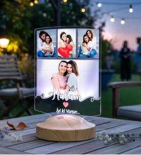 Hala’ya Özel Fotoğraflı LED Lamba  Halam Yazılı  Hala Yeğen Hediyesi Anlamlı Hediye