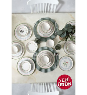 Keramika Rose Line Yemek Takımı 24 Parça 6 Kişilik 22909-10-11 (Çok Renkli)