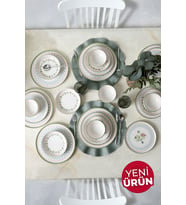 Keramika Rose Line Yemek Takımı 24 Parça 6 Kişilik 22909-10-11 (Çok Renkli)