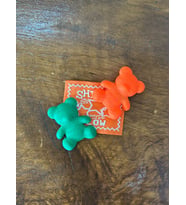 İKİLİ YEŞİL TURUNCU AYI BROŞ ÇANTA GİYİM AKSESUARI 4X3 CM