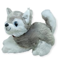 Sesli Peluş Yatan Köpek 25 cm - Gri - 1 ADET