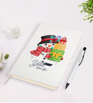 BK Gift Kişiye Özel Mutlu Yıllar Tasarımlı Beyaz Defter ve Kalem Seti - 6