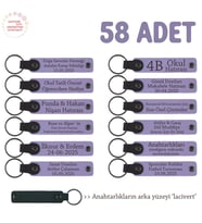 Girişimciler İçin Özel Hediye, 58'li Set, Kişiselleştirilebilir Deri Anahtarlık, Mor Menekşe & Laci (Lila - Mor)