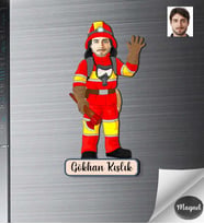 Kişiye Özel İtfaiyeci Erkek Ahşap Magnet -1