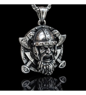 Paslanmaz Çelik Iskandinav Mitolojisi Norse Balta Figürlü Tanrı Odin Kolye / Viking Savaşçı Kolye