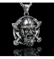 Paslanmaz Çelik Iskandinav Mitolojisi Norse Balta Figürlü Tanrı Odin Kolye / Viking Savaşçı Kolye