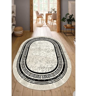 Dijital Baskılı Kaymaz Taban Yıkanabilir Oval Salon Halısı Mutfak Halısı Yolluk NDO-SD-1044 (Çok Renkli)