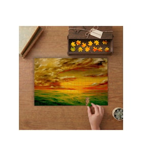 Kaliforniya Sahil- Gün batımı Tasarımı 240 parça Ahşap Puzzle Ahşap Kutuda MP00295