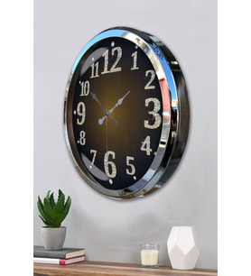 Krom Işıltılı Zaman 52 Cm Metal Duvar Saati (Standart)
