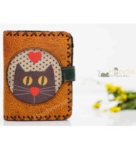 Kedi Aski Figürlü Küçük Cüzdan Etnik Bohem Retro Style - Hardal