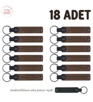 Açık Kahve & Siyah, Öğrencilerin Birlikte Paylaşabileceği, 18'li Anahtarlık Set, İsme Özel Hatıra