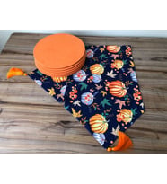 BALKABAĞI DESENLİ RUNNER & SUPLA (Krem)