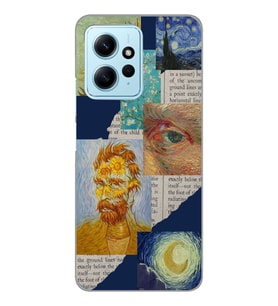 Redmi Note 12 4G Uyumlu Vincent van Gogh Kolaj Desenli Şeffaf Telefon Kılıfı