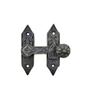 Antika Tarz Dekoratif Pirinç Kapı, Pencere Mandalı - 86x72 Mm, Oksit