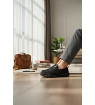 Enoch Erkek Günlük Ayakkabı Tam Ortopedik Düz Tabanlı Siyah Slip-On Konfor Modeli