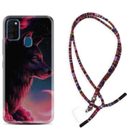 Samsung M21 M22 M23 M30 M31S M32 Kılıf Boyun Asklı Rasta Silikon Wolf and Moon 1380