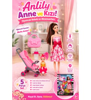 Anlily Anne ve Kızı Pusetli Oyuncak Bebek Seti - Bebek Arabası ve Aksesuarlı 5 Parça (30 cm)