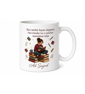 İmza Günü Bekleyenlere Favori Yazar Kitap Kurdu Kupa Bardak Hediye
