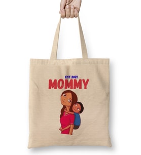 BEST MOM Mommy EST Flower Mothers Day 2021 Bez Çanta Uzun Saplı