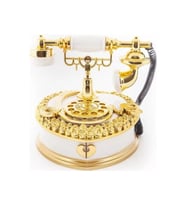 Müzikli Nostaljik Telefon - 2 Bölmeli Takı Kutusu Mücevher Kutusu (Beyaz)