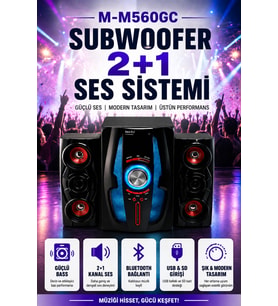 M-M560GC Subwoofer 2+1 Ses Sistemi Bluetooth Music D.J USB SD Kart FM Radyo