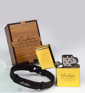 Kişiye Özel Zippo Model Çakmak Ve Deri Erkek Bileklik 107007