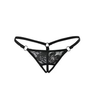 Siyah Dantelli Özel Bölgesi Açık G-String TM1167