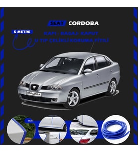 Seat Cordoba Oto Araç Kapı Koruma Fitili 5metre Parlak Mavi Renk