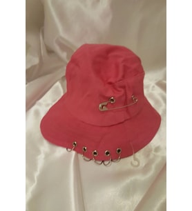 Şapka Bucket Şapka Balıkçı Kova Şapka Unisex Yuvarlak Şapka Şeker Pembe Zincir Piercing Li