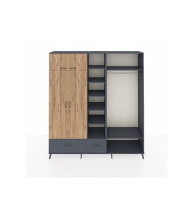 Hyperion Dolap 12 Raflı 2 Çekmeceli 2 Askılı 220x44x243 Antrasit-Çam/Antrasit