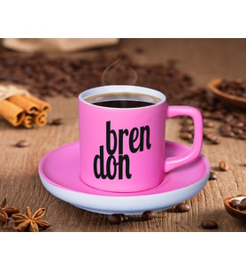 BK Gift Kişiye Özel İsimli Mat Pembe Renk Türk Kahvesi Fincanı-1 Renkli Türk Kahvesi Fincanı, Arkadaşa Hediye, Anneye Hediye, Kahve Fincanı