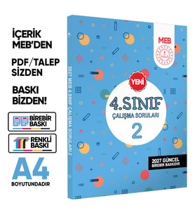 2027 MEB İlkokul 4.Sınıf Çalışma Soruları 2 Tüm Dersler Kazanım Pekiştirme Kitabı BASKI ÜCRETİ