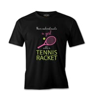 Tenis - Kız Pembe Raket Siyah Erkek Tshirt