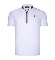 T8571 DEWBERRY FERMUARLI ERKEK T-SHIRT-DÜZ BEYAZ (Karışık)