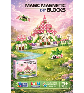 124 Parça OrmanTemalı Manyetik Bloklar Magıc Magnetic Dıy Blocks Set 124 Parça