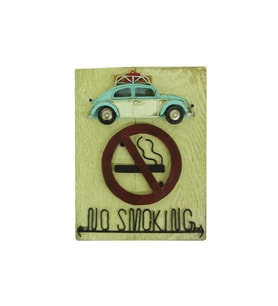 Mnk Home Nostaljik Araba Figürlü Ahşap Kapı Yazısı No Smoking 24cm