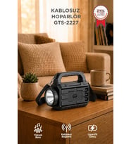 Torima Bluetooth Hoparlör Güneş Panelli Projektör El Fenerli Kablosuz Speaker GTS-2227 Siyah